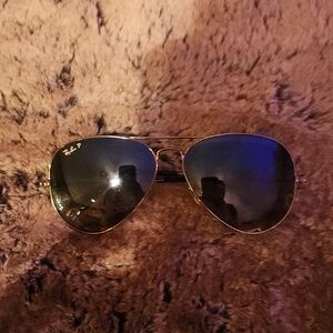 Ray-Ban Gold Frame Sunglasses with Blue Lenses